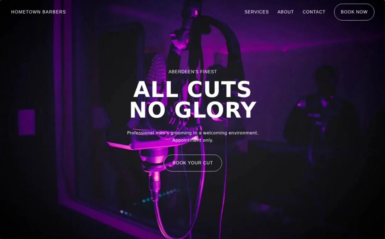 The Hometown Barbers website, made with Blockora